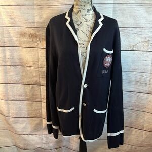 Polo Ralph Lauren Crested Sweater Blazer Cardigan Tennis Cashmere/Silk RLYC